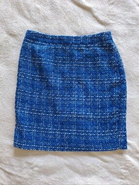 LIGHT Royal Blue Tweed Boucle High Waisted Mini Skirt Size 4